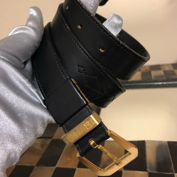 DAKS LONDON ENGLAND BLACK LEATHER BELT VINTAGE XS